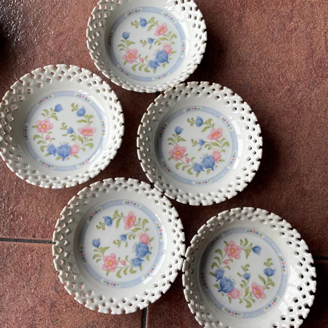 未使用）計11枚 大皿1/平皿5/深め取皿5 ケイトマイアンヌ 網透かし