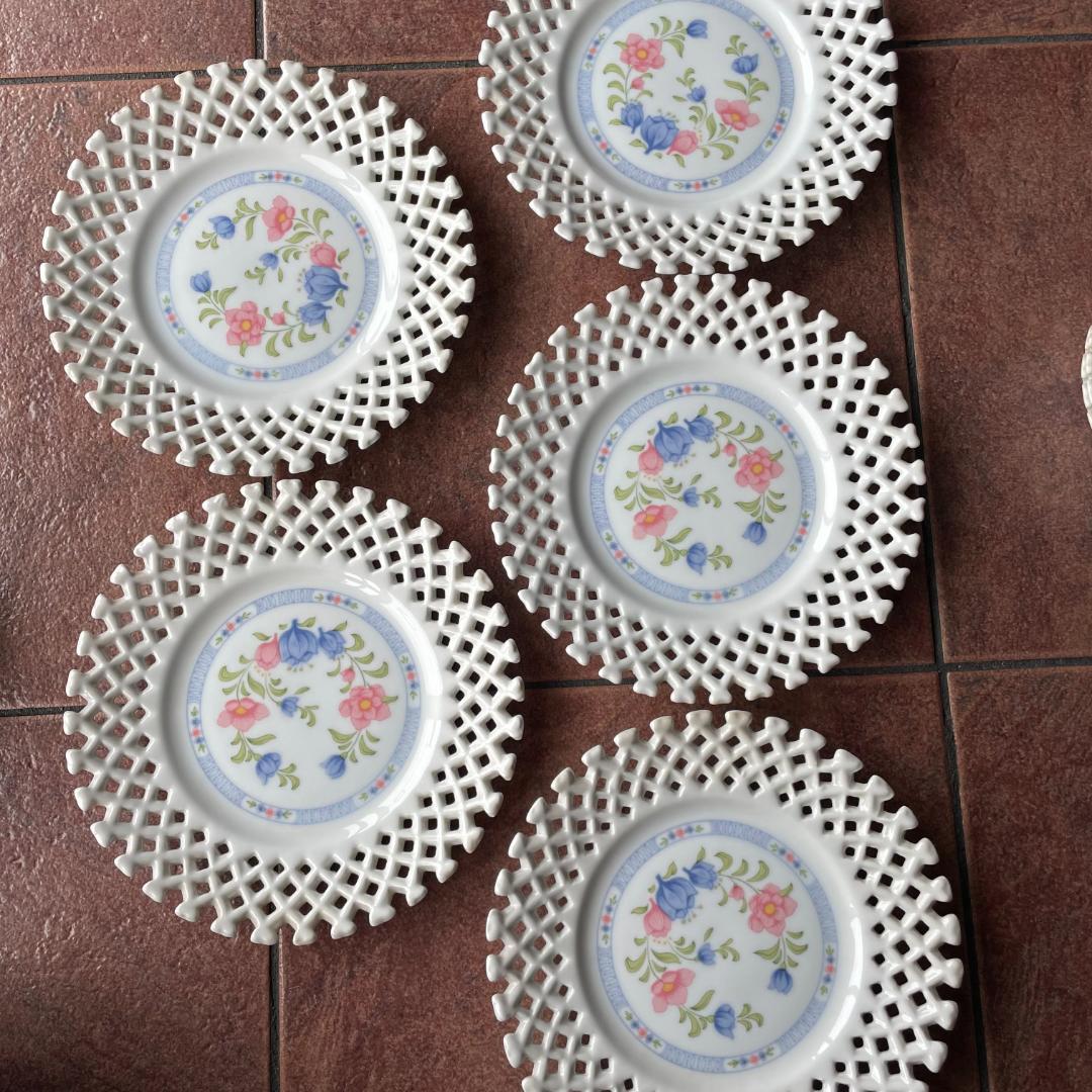 未使用）計11枚 大皿1/平皿5/深め取皿5 ケイトマイアンヌ 網透かし