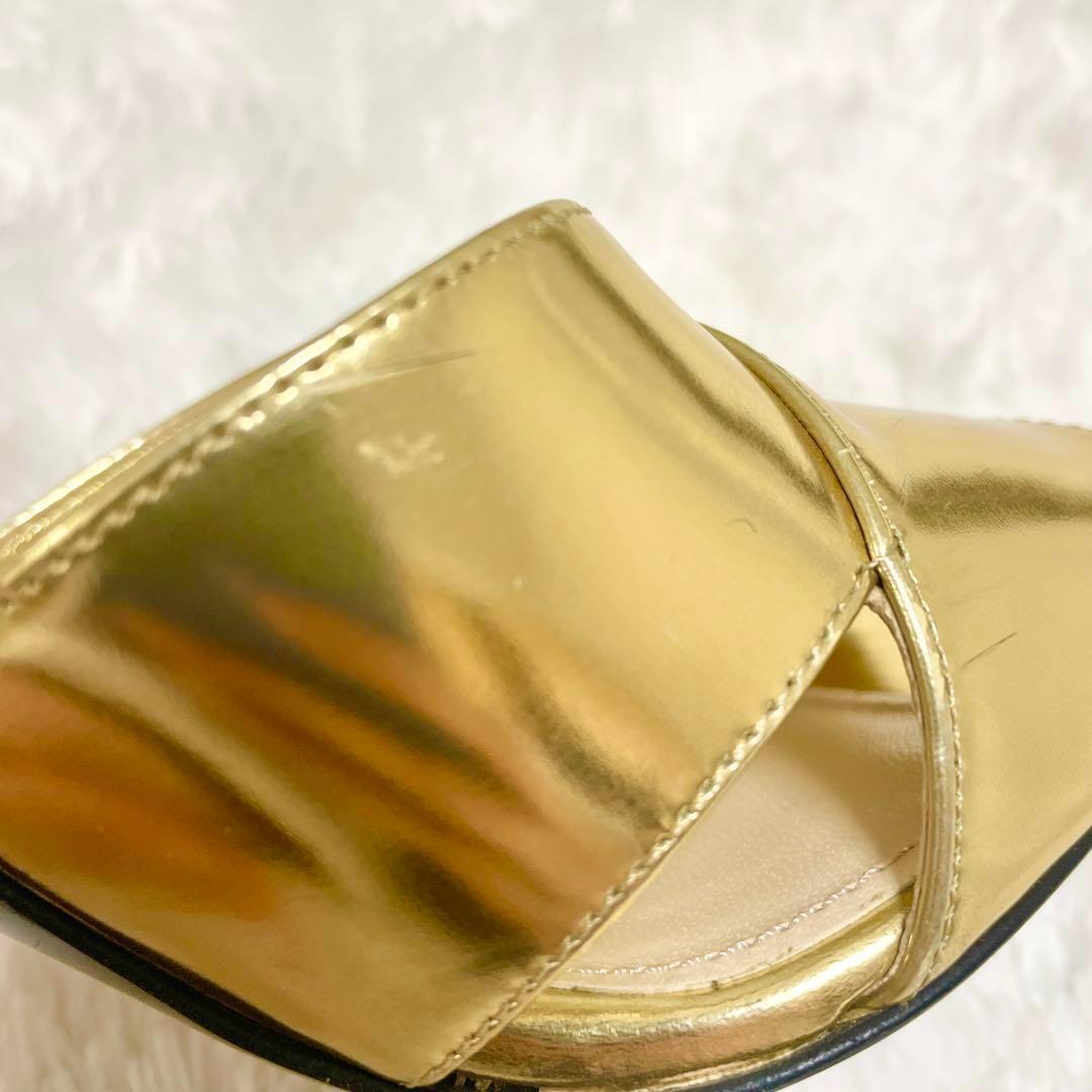 美品✨PRADA プラダ サンダル ハイヒール メタリック ゴールド 22.5