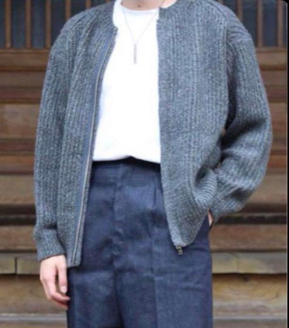 Yoke カーディガン　3G BACK ZIP RIB CREW NECK