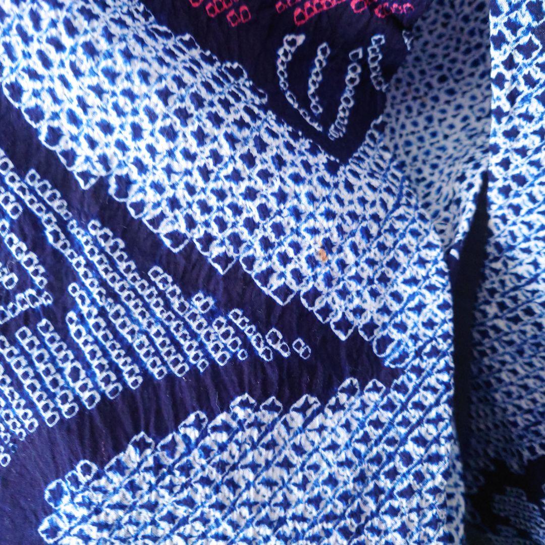 有松絞り　浴衣　椿　しつけ糸付　花