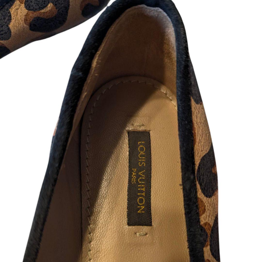 LOUIS VUITTON フラットパンプス LVキューブ レオパード　23.5