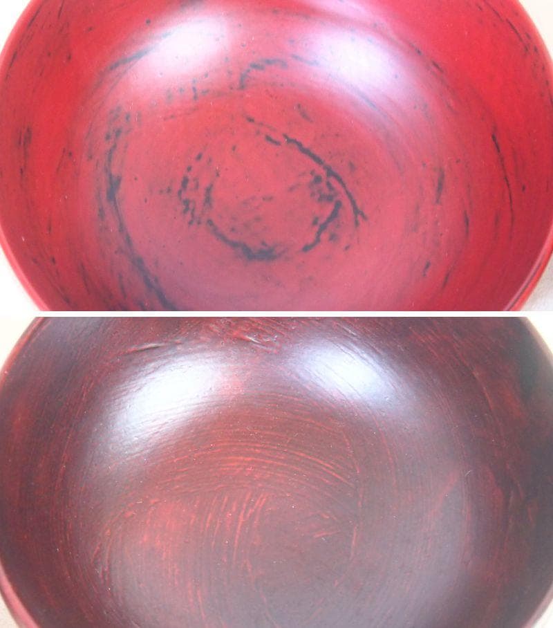 【未使用】越前漆器 五代目錦壽 山岸厚夫作 荒挽汁椀2客 根来/曙 雑煮椀 漆器