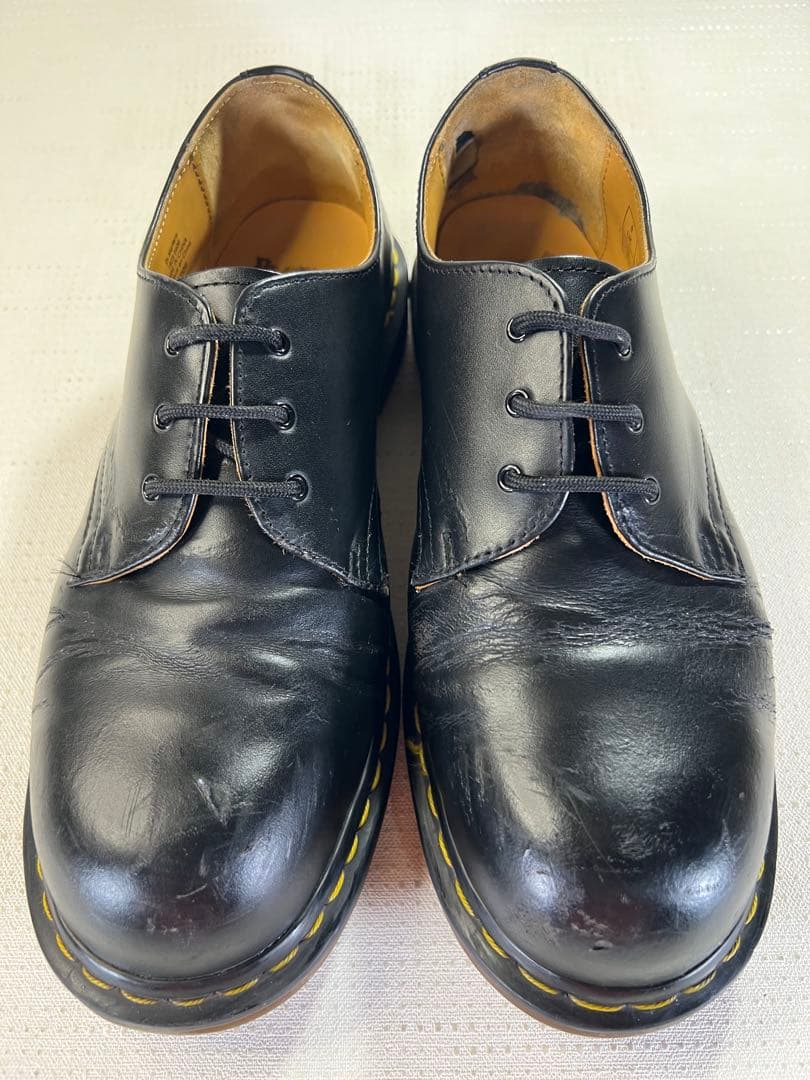 UK9_28cm Dr.Martens スチールトゥ 3EYESHOE 3ホール