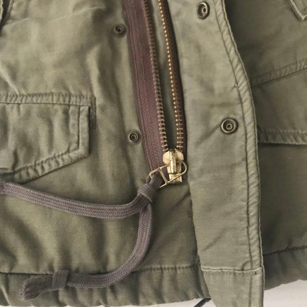 【デニム&ダンガリー】裏ボアミリタリージャケット100cm ファーコートカーキ