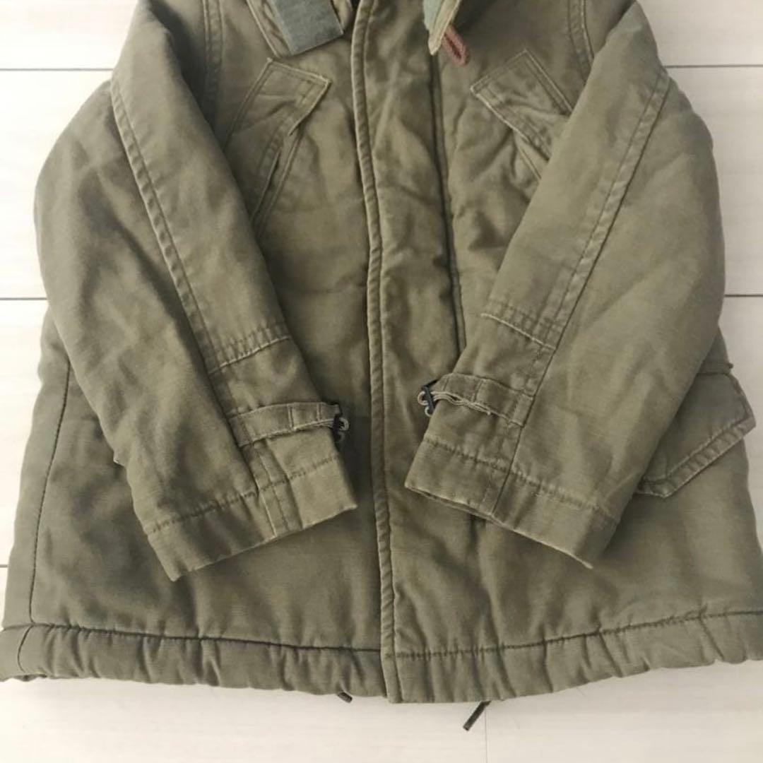 【デニム&ダンガリー】裏ボアミリタリージャケット100cm ファーコートカーキ