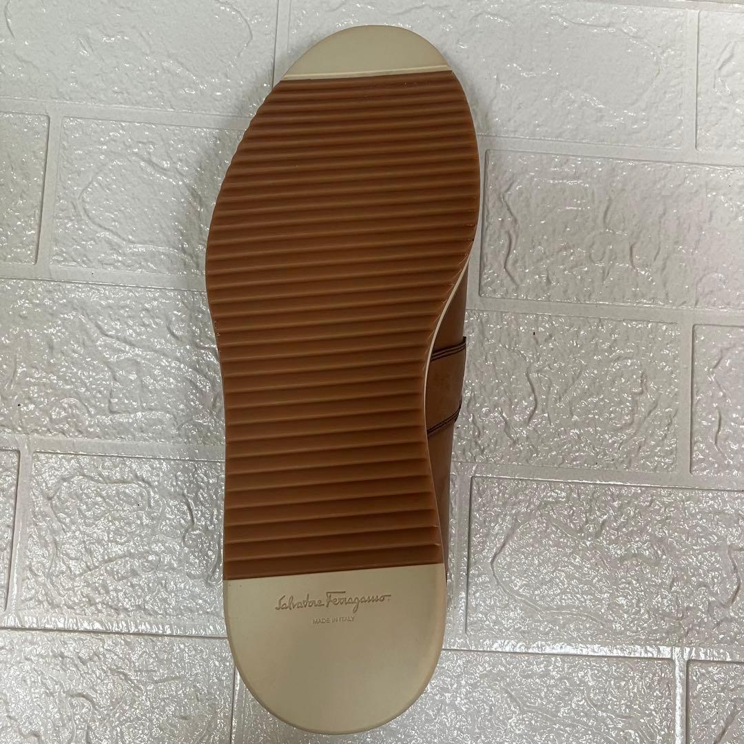 FERRAGAMO フェラガモ ブラウンレザー フリンジローファー 7 2E