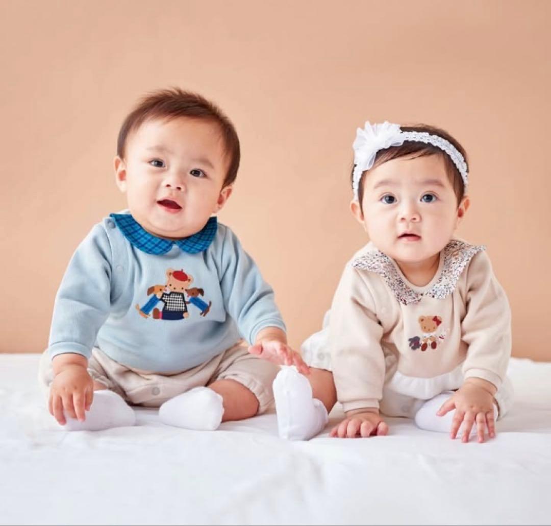 極美品　ファミリア　カバーオール　ロンパース　60㎝　女の子　リバティ柄