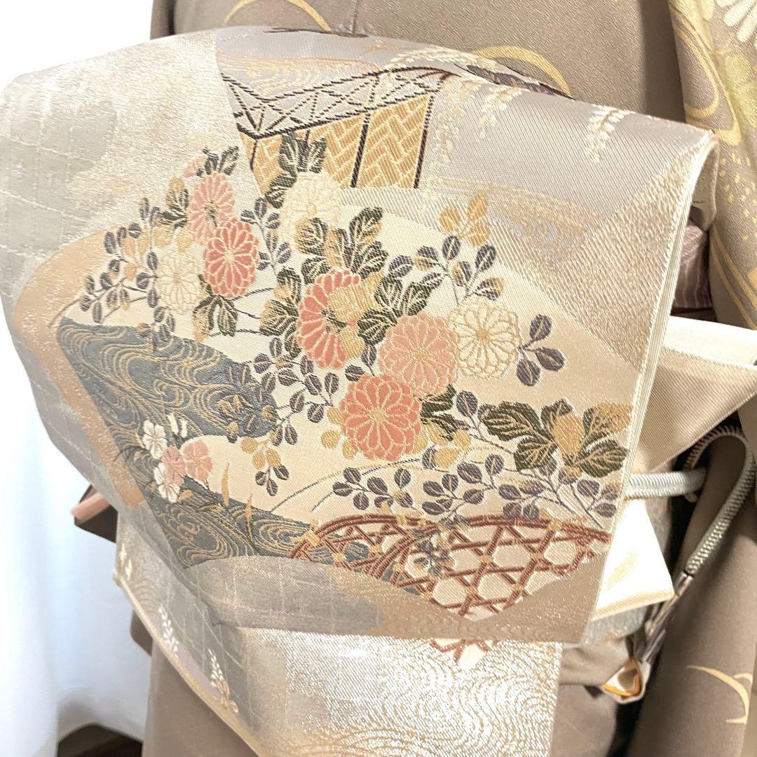 グレージュ 刺繍 4点 フルセット 訪問着 入学式 卒業式 入園式 春 秋 冬