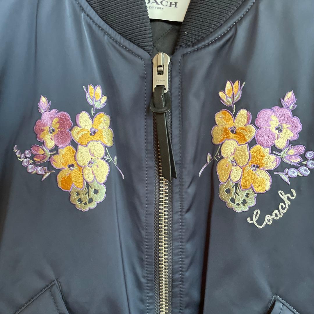 Coach 花柄刺繍 ネイビー ジャケットひむもん