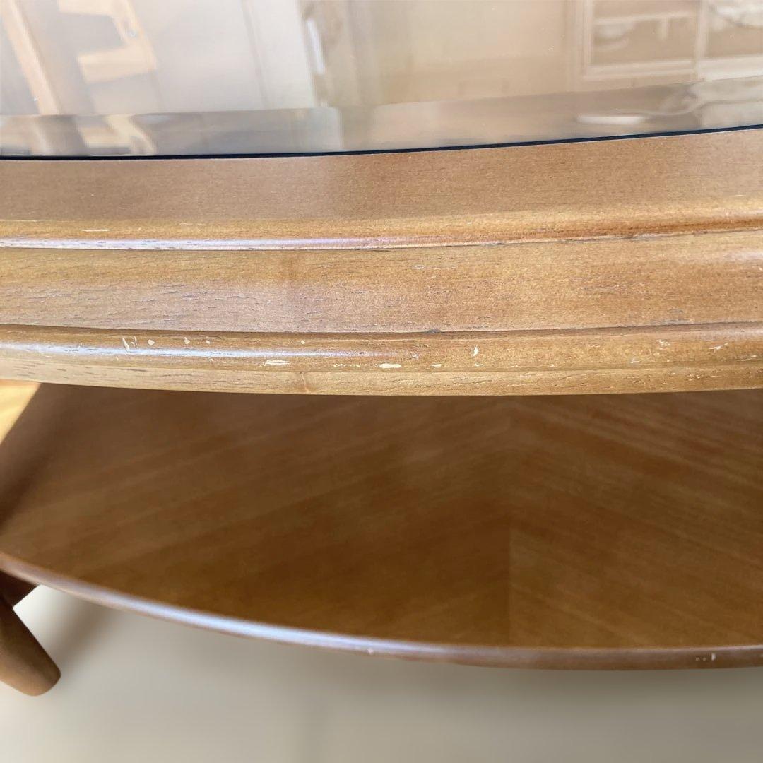 マルニ木工　オーバル　木製ガラステーブル　センターテーブル