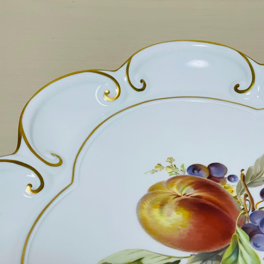 大型 Meissen マイセン フルーツ オーバルプレート 持ち手付き 飾り皿