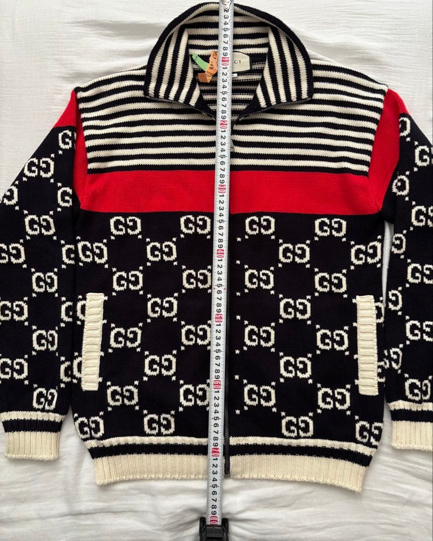 D*n様 GUCCI 545701 GGストライプ コットン ジップアップニット