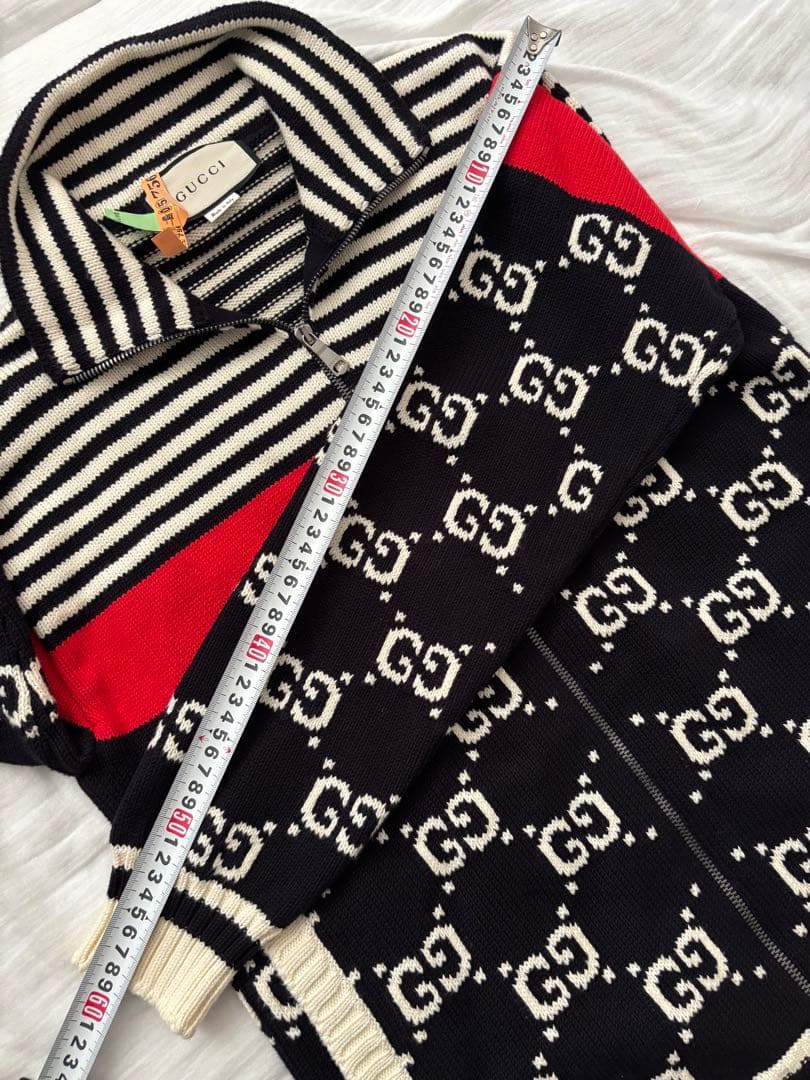D*n様 GUCCI 545701 GGストライプ コットン ジップアップニット