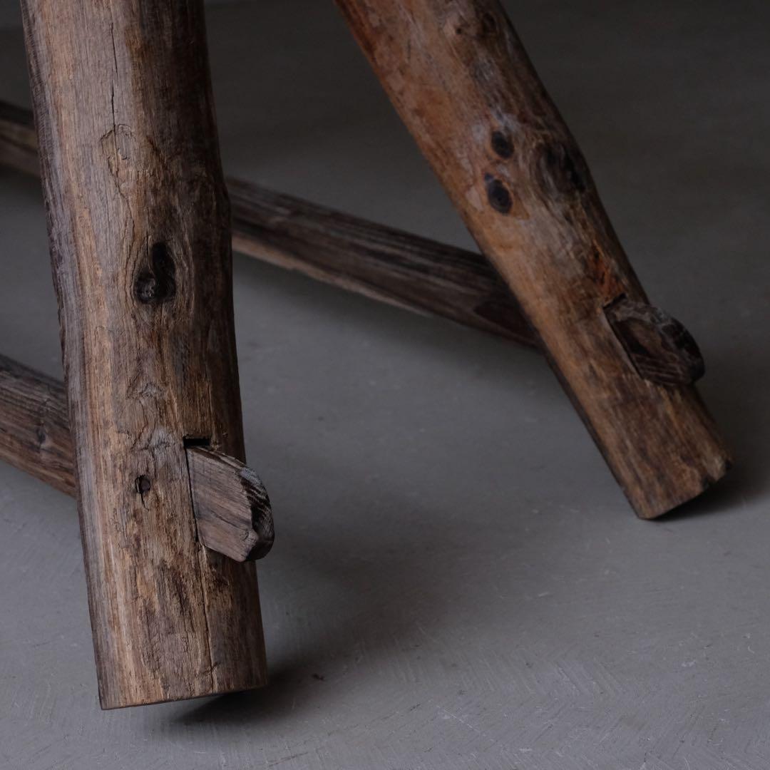 古い木製スツール　ベンチ チェア 椅子 展示台 花台 プリミティブ 古家具 骨董