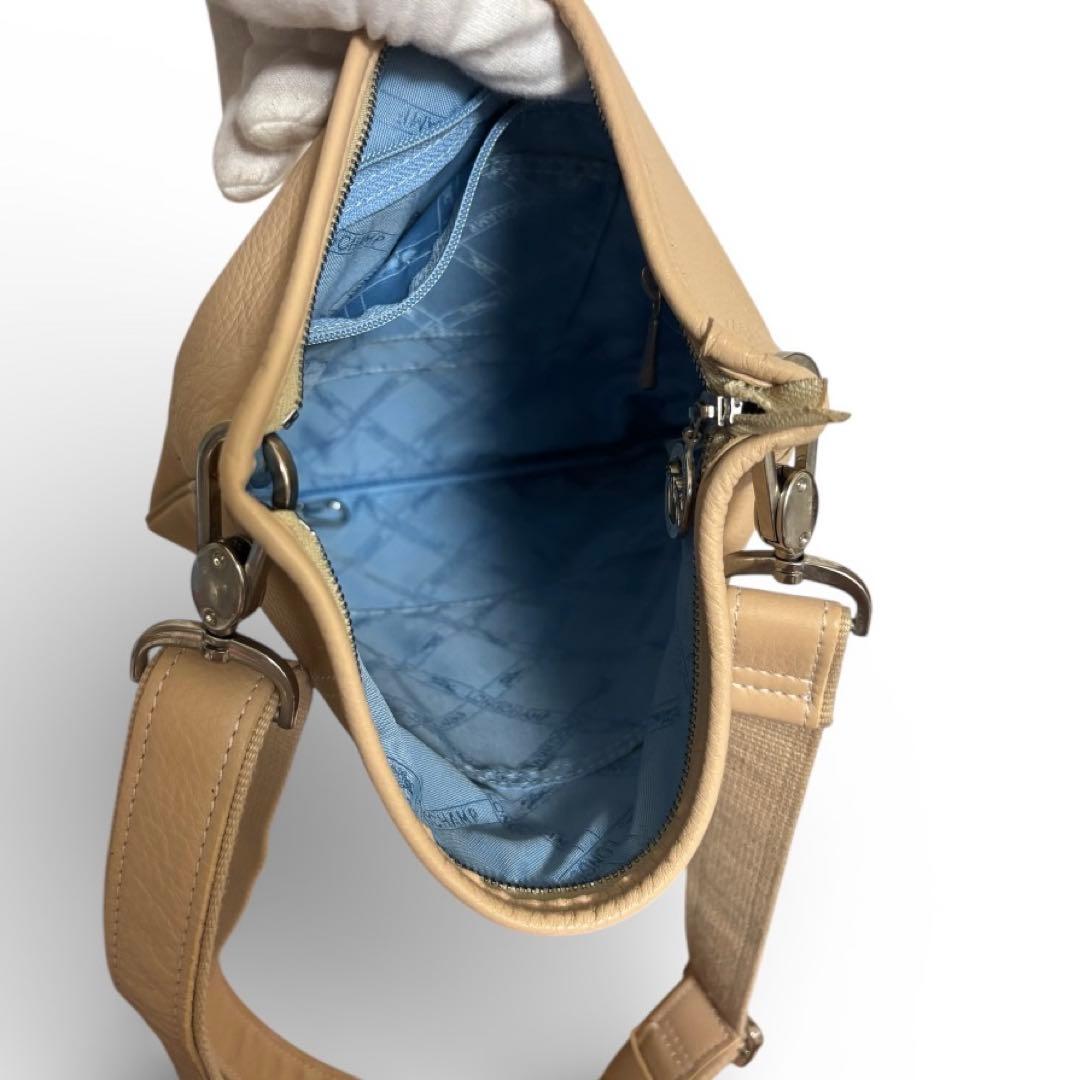 ロンシャン　Longchamp レザー ショルダーバッグ 明るいベージュ 美品