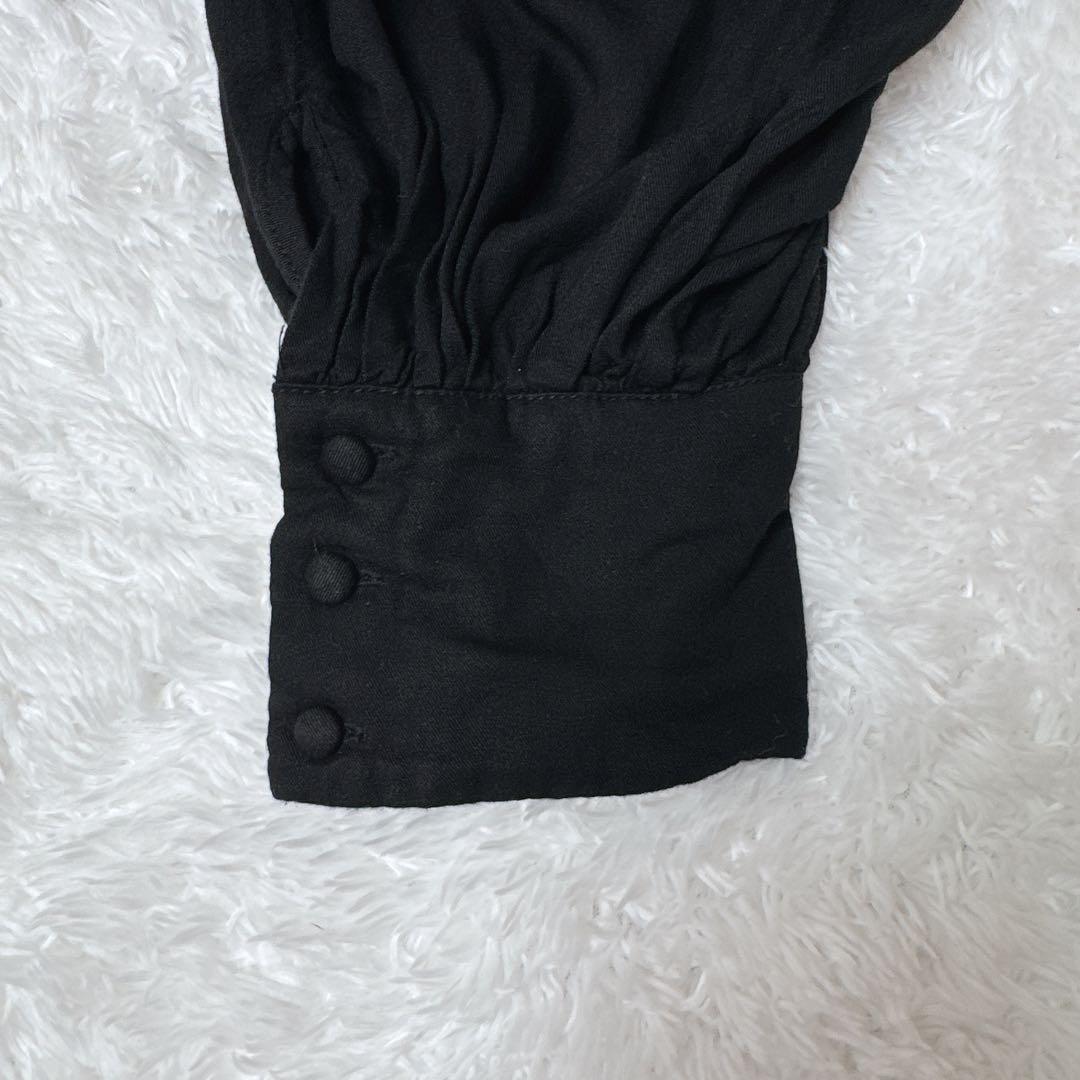 AMERI アメリ エンブロイダリー刺繍入り ブラウス バルーンスリーブ 黒