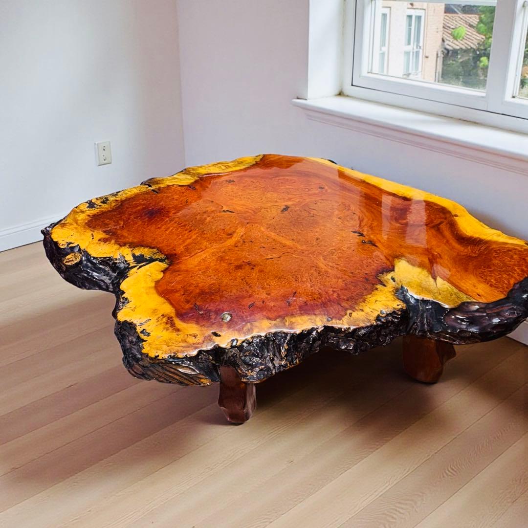 【一点物】花梨 瘤杢 一枚板 座卓｜和室・洋室どちらにも映える高級ローテーブル