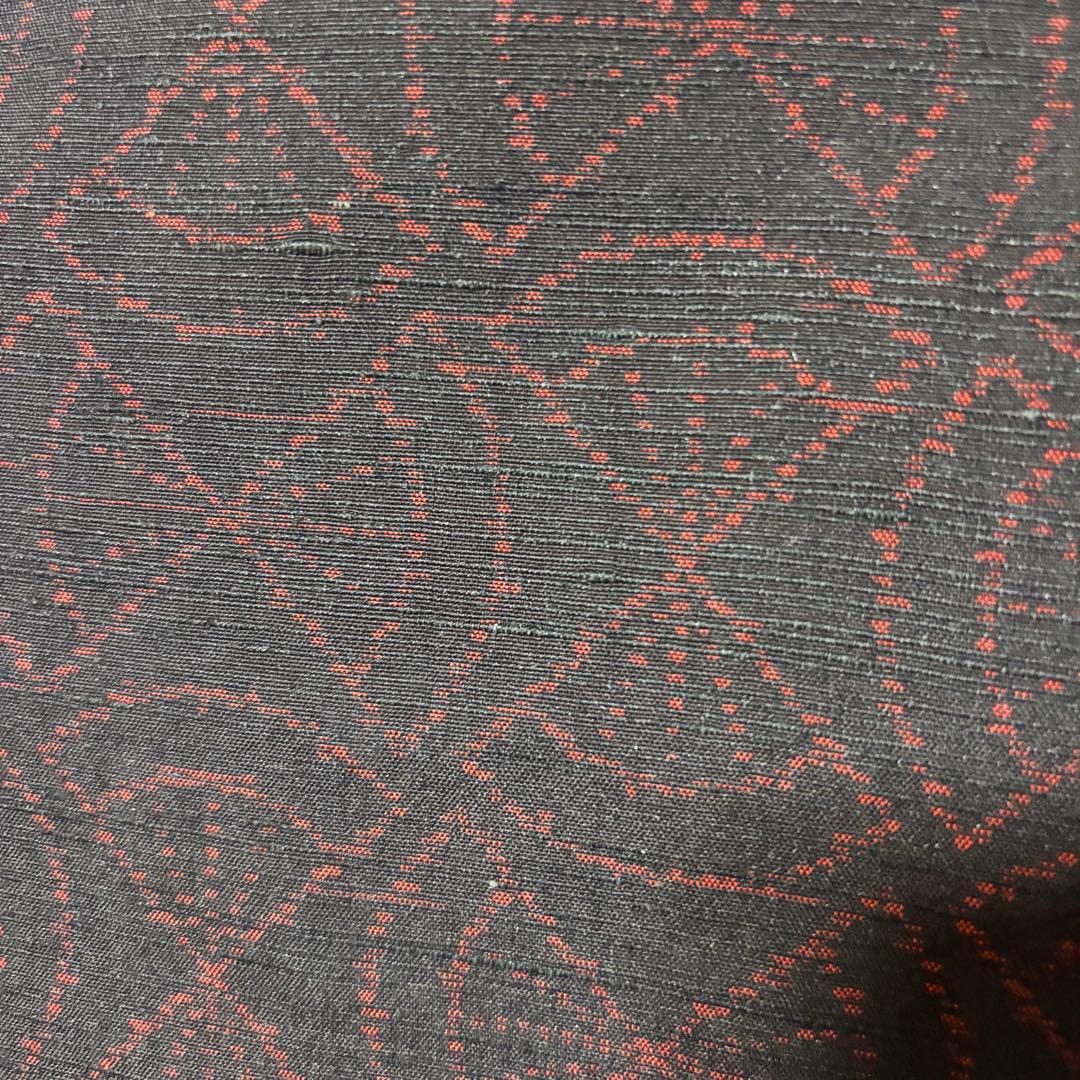 正絹 紬　信州紬風・ぜんまい紬風　幾何学文様 創作紬　フルセット　専門店