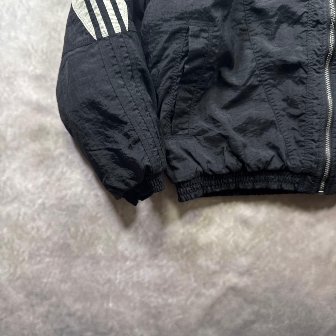 adidas古着90s 中綿フードジャケット トレフォイル刺繍ロゴY2K U7