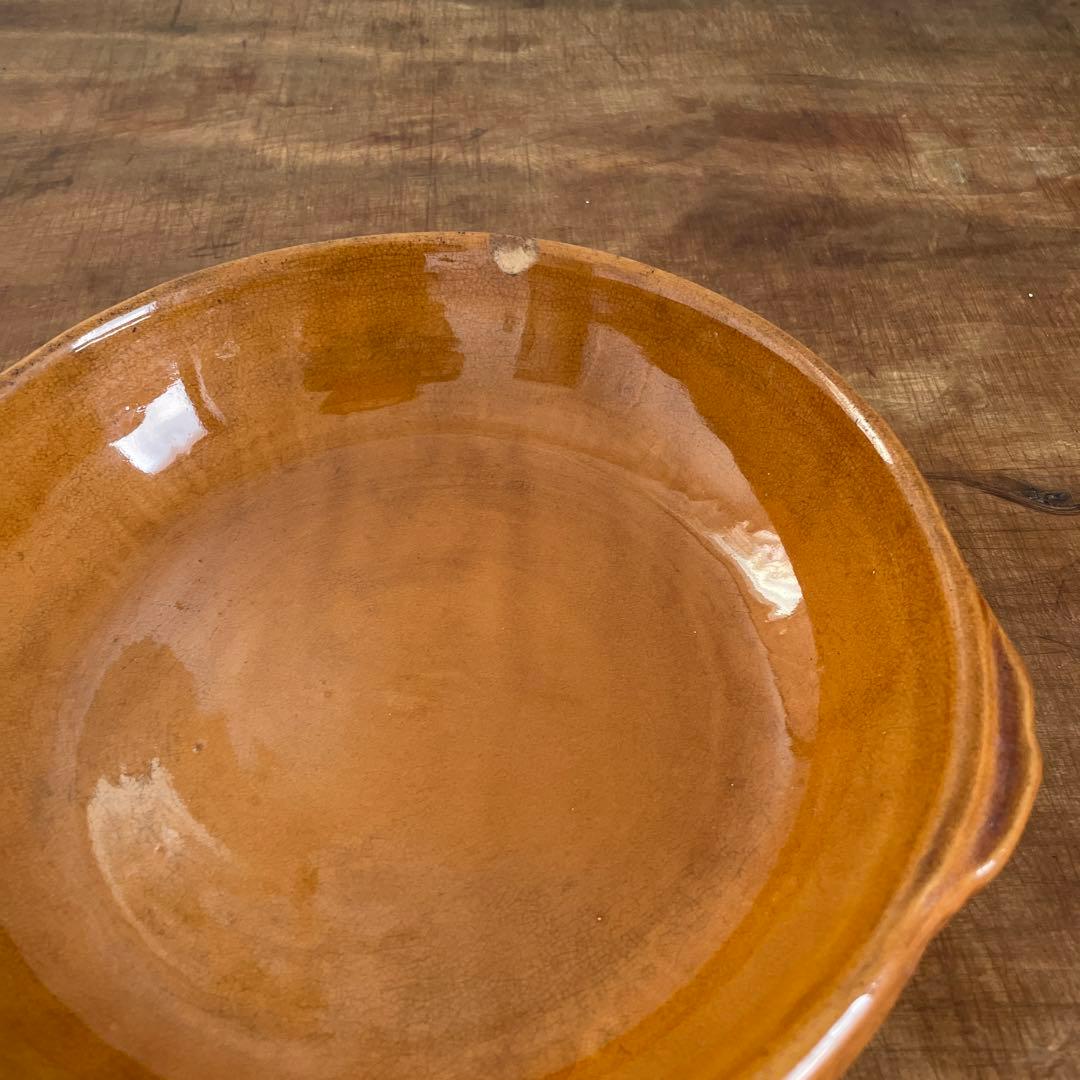 フランスアンティーク　テラコッタオーブン皿