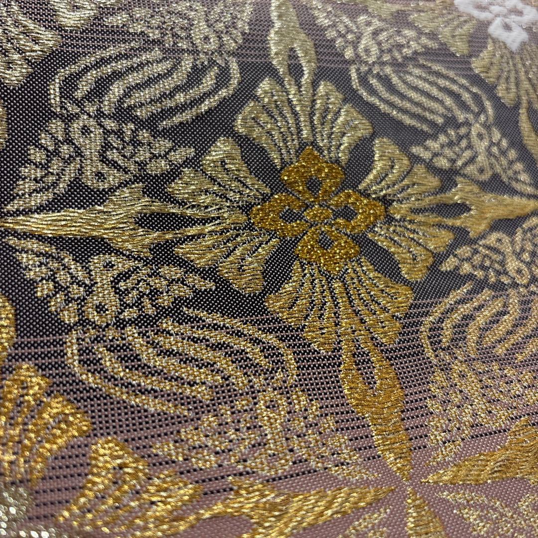 金色とピンク地の七宝　袋帯