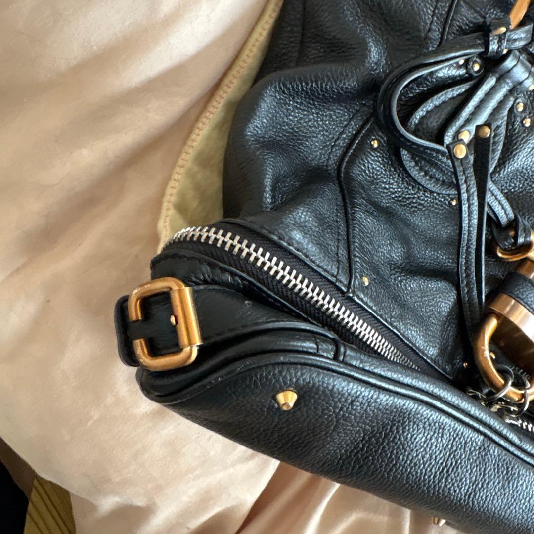 クロエ　スタッズ装飾レザー ハンドバッグ 黒