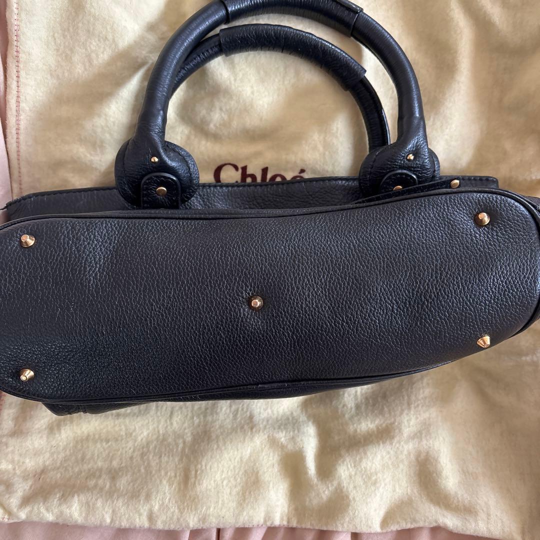 クロエ　スタッズ装飾レザー ハンドバッグ 黒