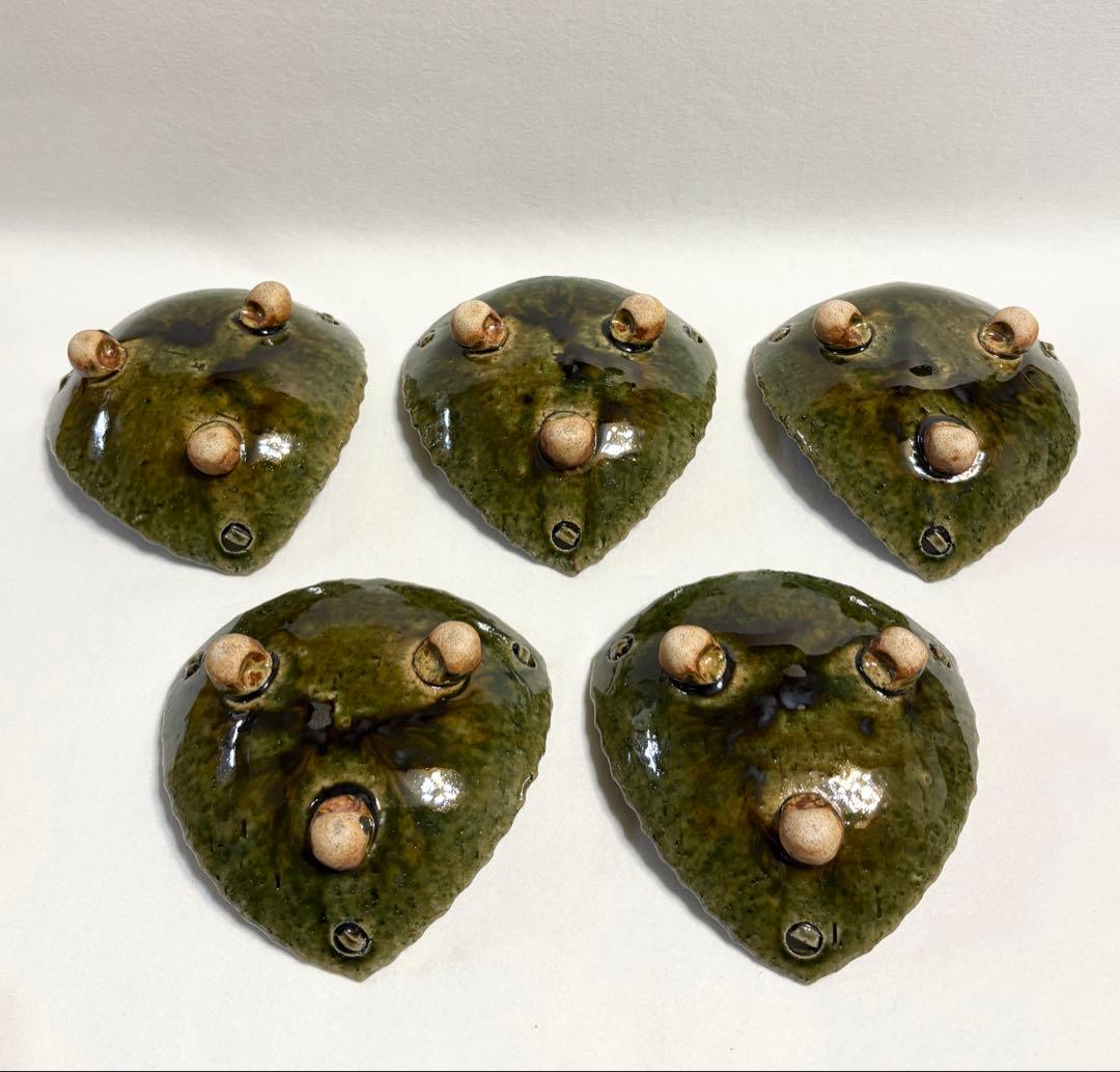 織部釉 三角 向付 五客 盛皿 刺身皿 三足 高台付 脚付 作家物 懐石料理