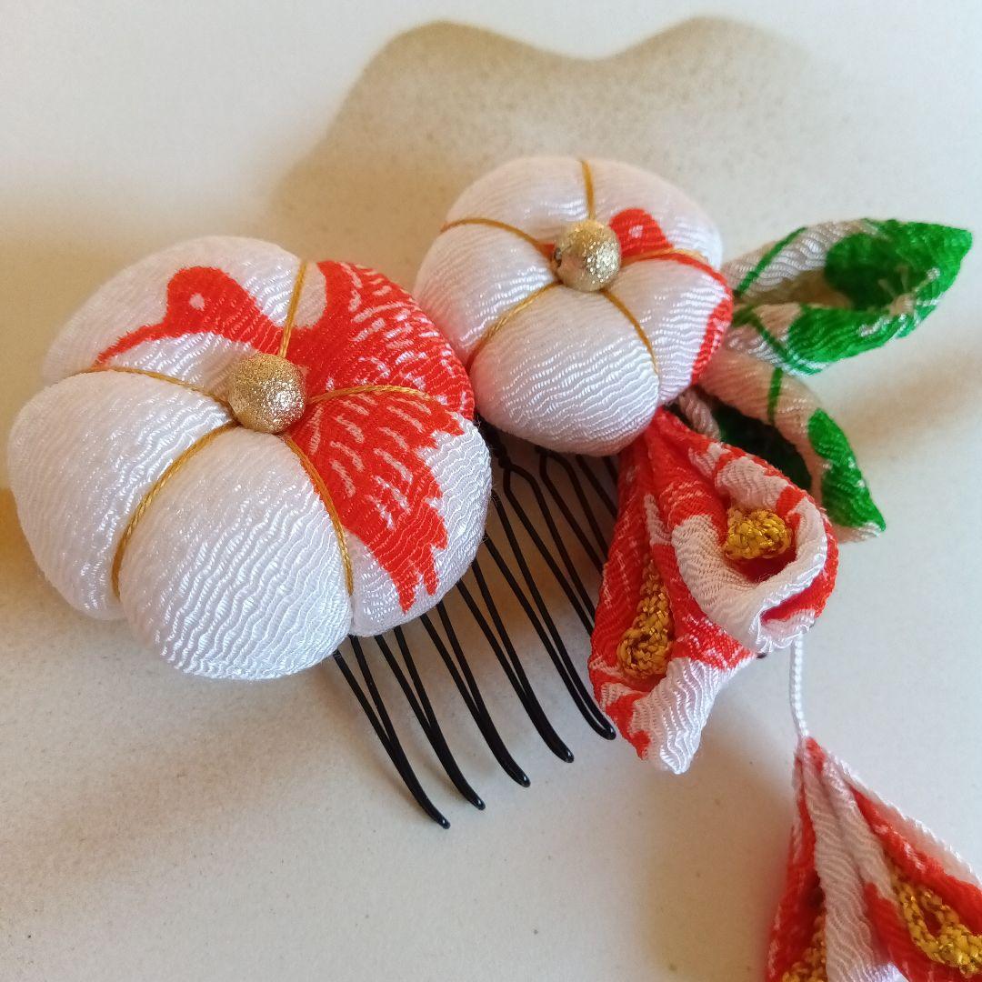 【七五三No.79】鶴梅②簪（蕾房三段＋金鈴）