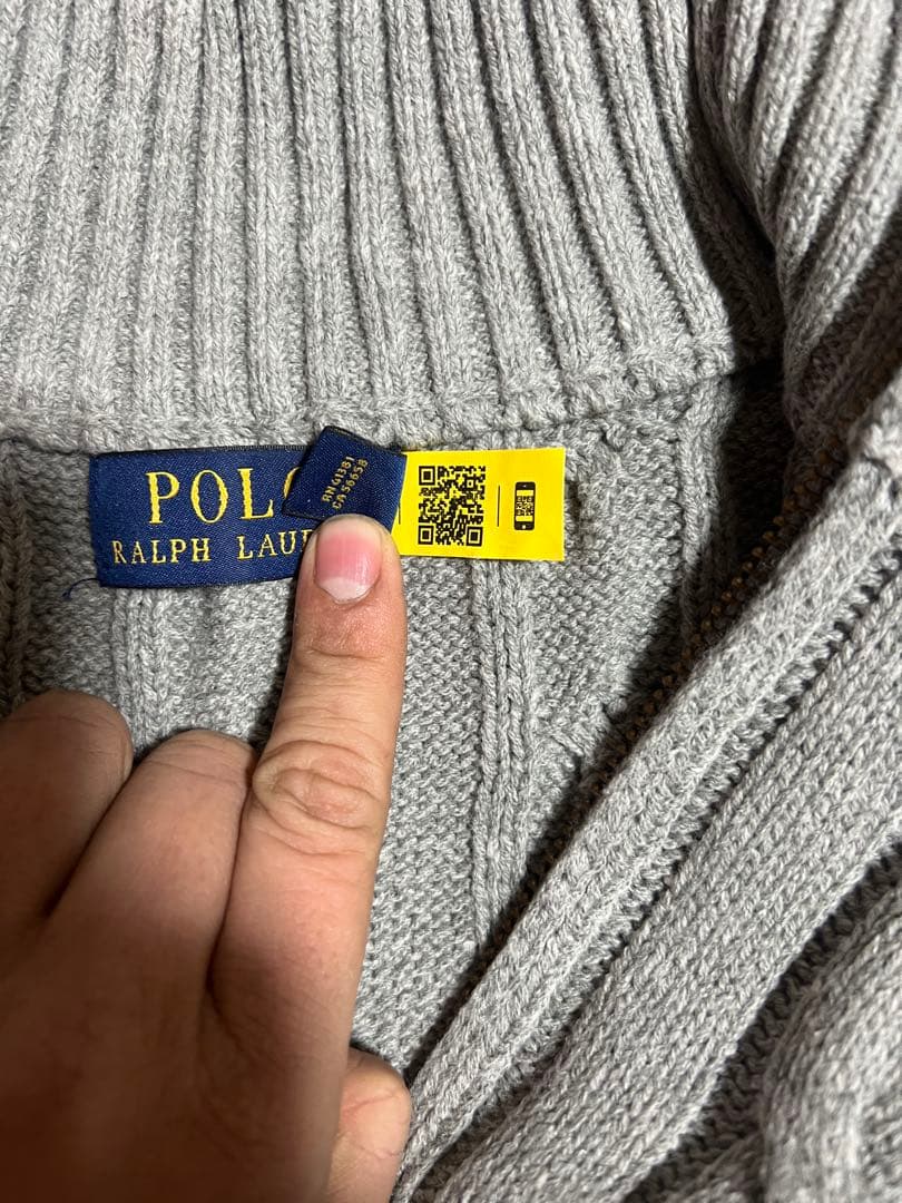 POLO ラルフローレン ハーフジップ ニット グレー XL