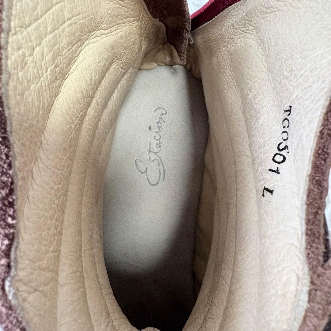 Estacion エスタシオン 本革リボンモチーフショートブーツ ブラウン L