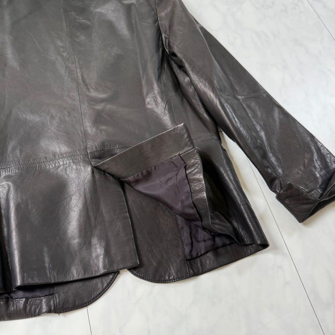【バジーレベントット】レザージャケット・テーラード・羊革・柔らか本革◇黒・15号