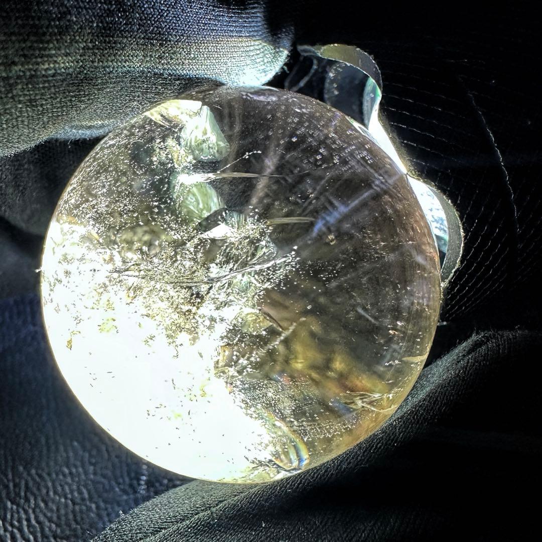 【開運 魔除】レインボースモーキーシトリン ブルーエンジェルラダー丸玉A1317