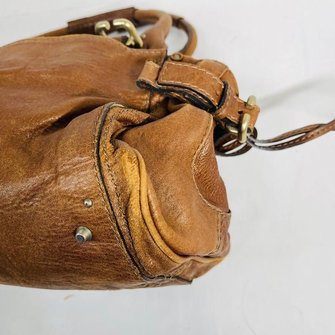 希少 Chloé クロエ パディントン レザー ハンドバッグ パドロック 茶