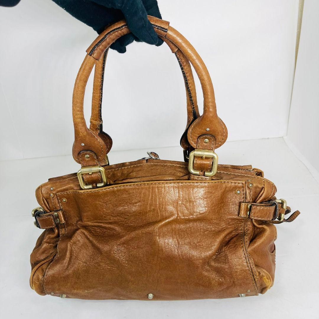 希少 Chloé クロエ パディントン レザー ハンドバッグ パドロック 茶