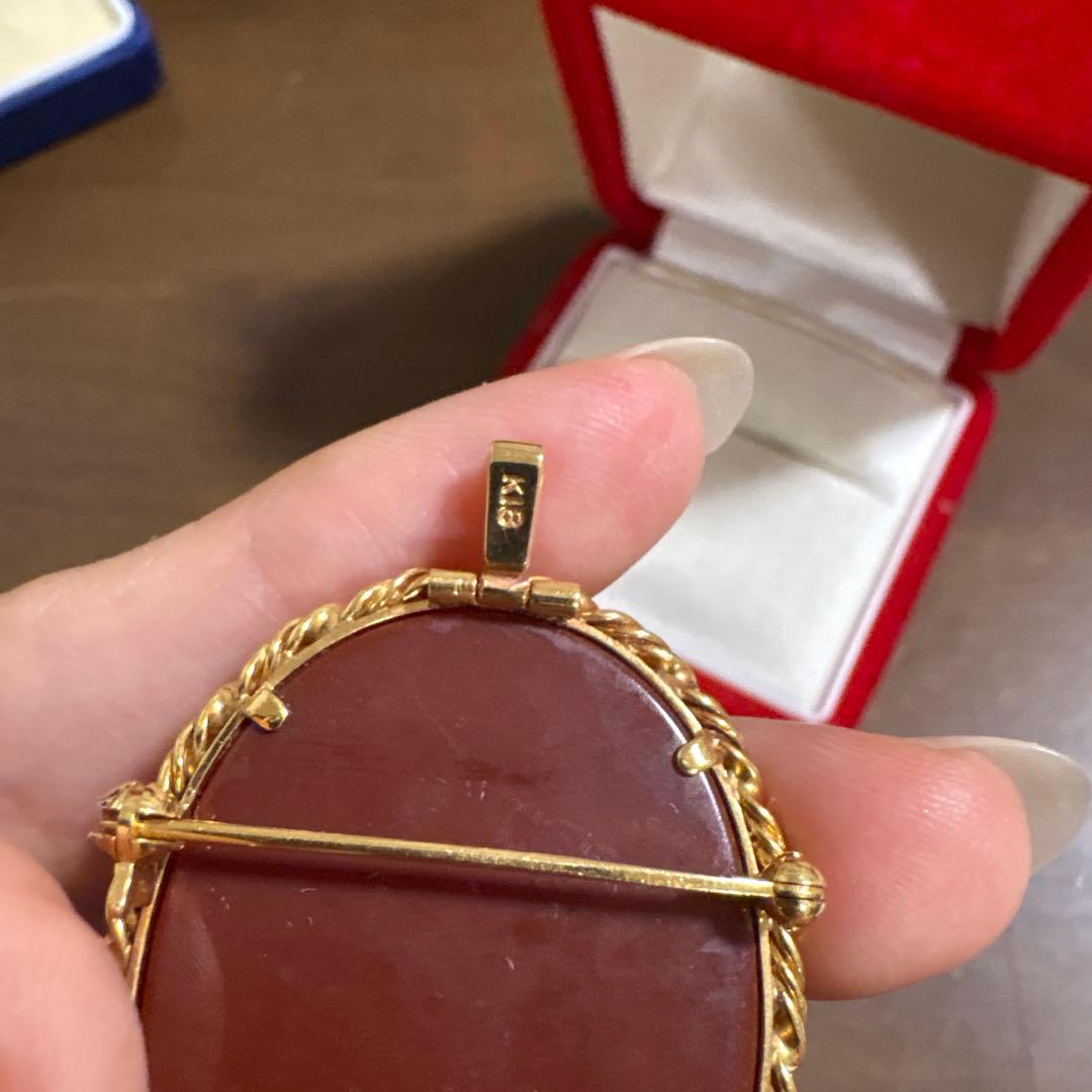 値下げ@カメオ　k18刻印あり　ブローチ