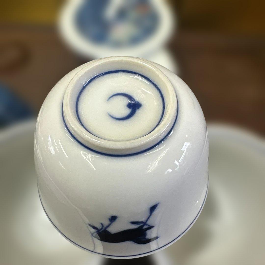 平安，京焼，有田焼，清水焼，茶道具セット 青色花柄 急須 茶碗 湯呑み