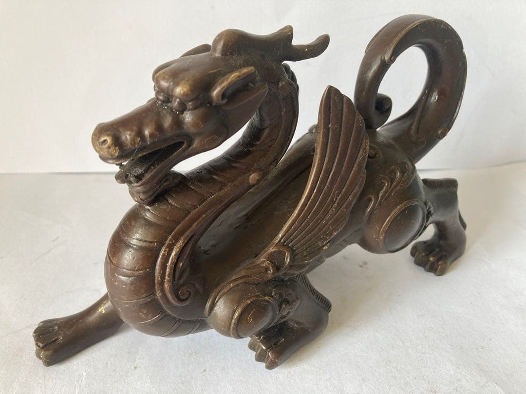 龍置物，古銅製，鎮宅，辟邪，緣起物，重約1300克。