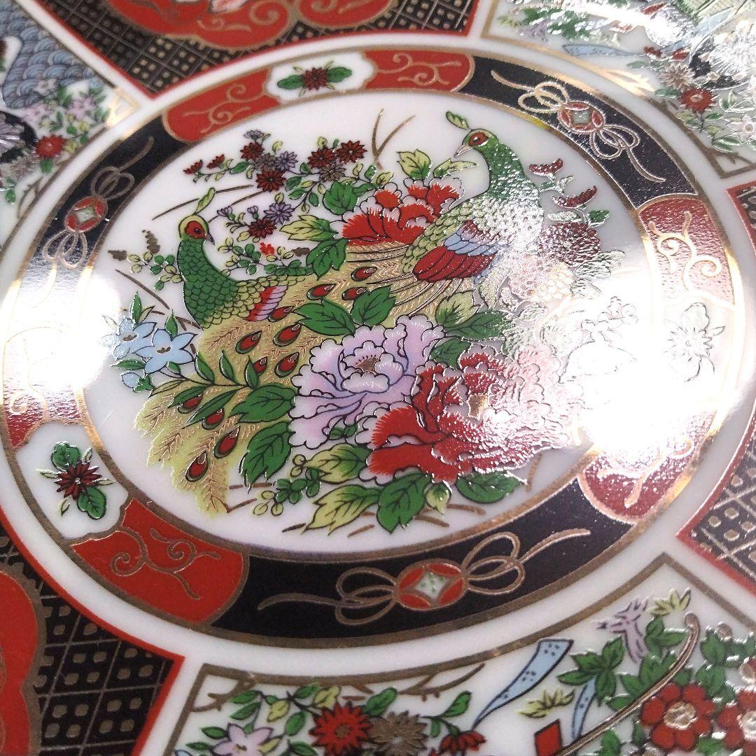 古伊万里 金襴手 金彩 色絵 色錦 花鳥文様 豪華絢爛 中皿 大皿 22cm