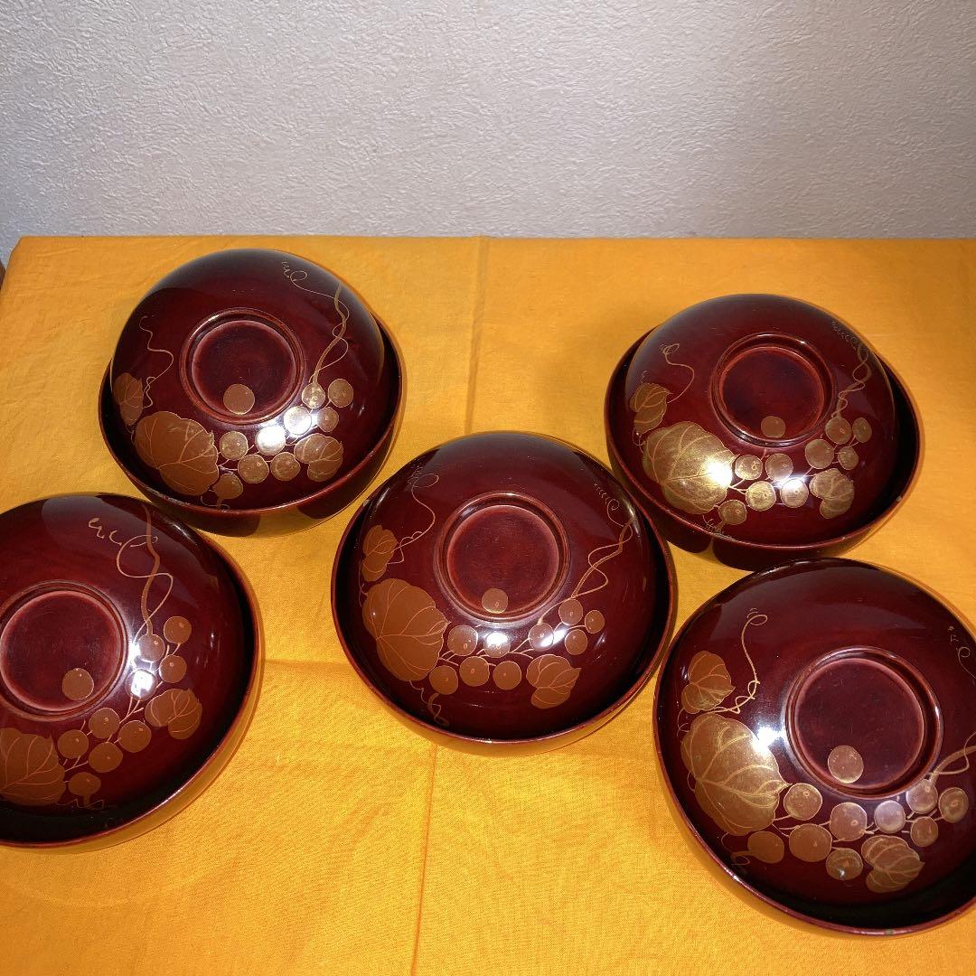 塗り椀　葡萄　螺鈿　10点　古美術　★