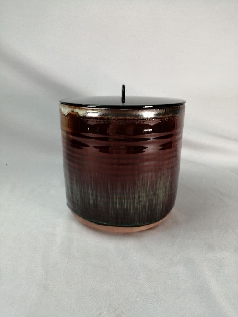 【茶道具】高取喜恵造　高取焼丸水指　水指392