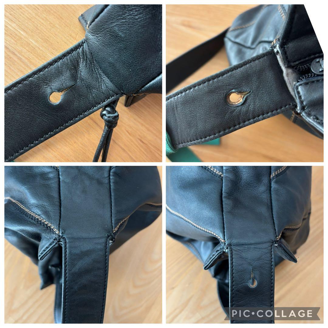 LOEWE クロスデザイン ステッチ ショルダーバッグ ハンドバッグ トート 黒