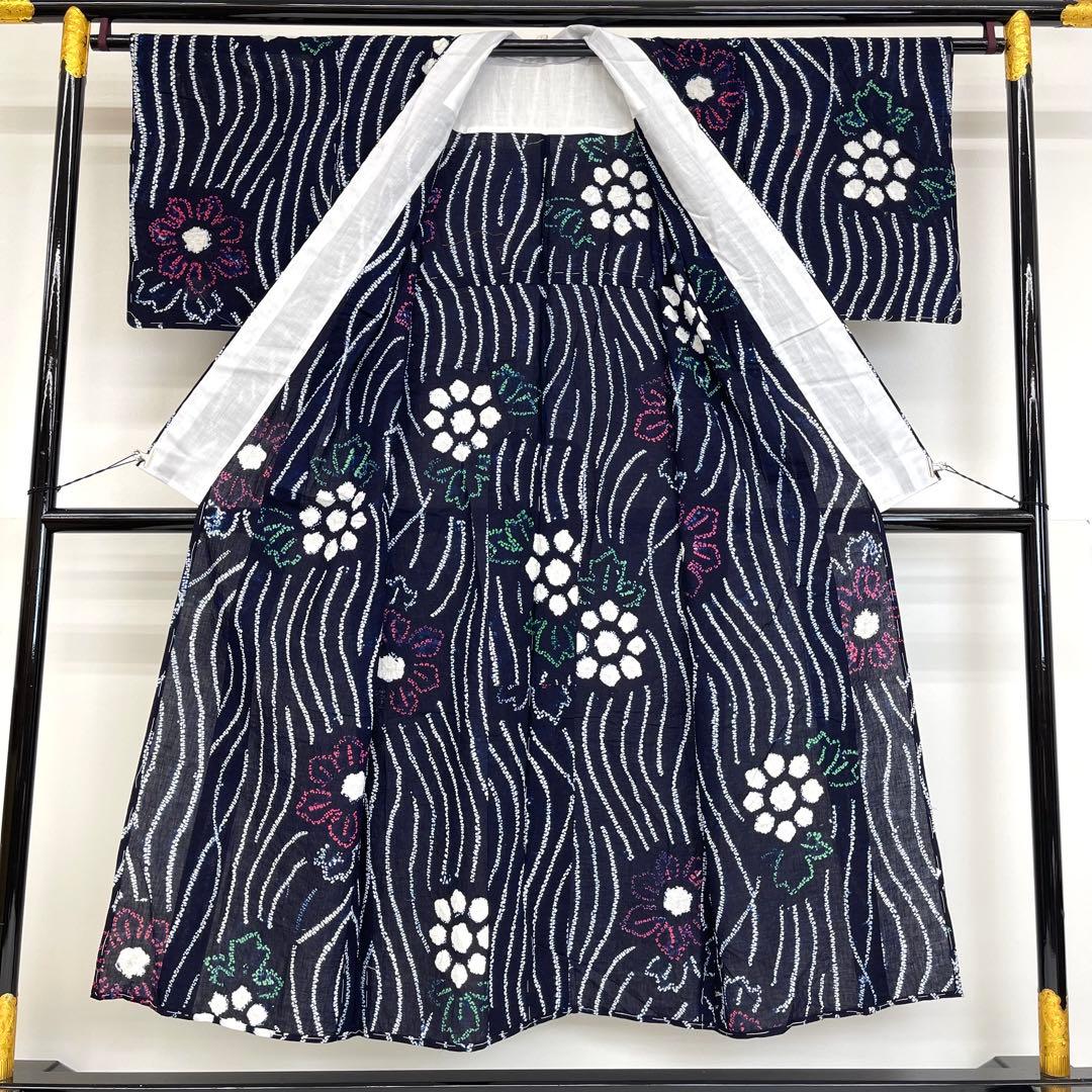 ちんぺーです❣️ 【着物と帯 時流】Y25898◆本場有松鳴海絞り浴衣◆手縫