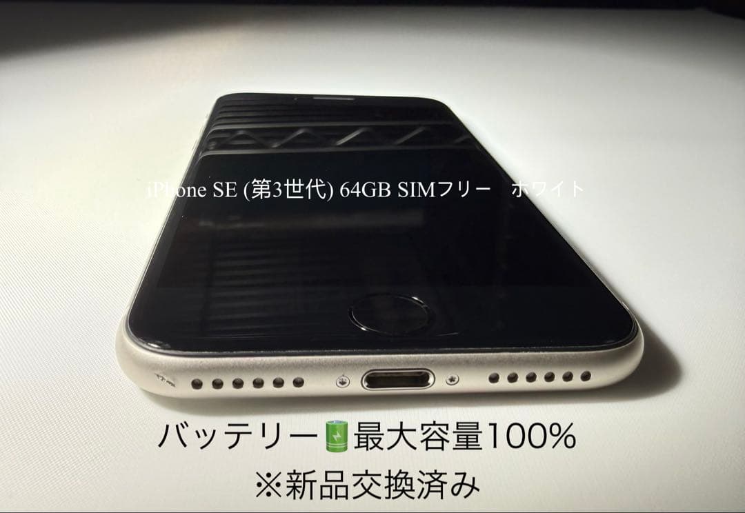 【美品】iPhone SE (第3世代) 64GB SIMフリー最大容量100%