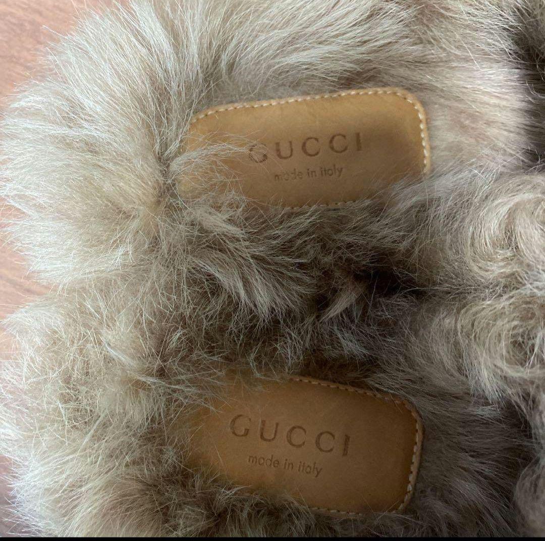 ま*迎様 美品　GUCCI　プリンスタウン　クーリエ　スリッパ　ミュール　ファー