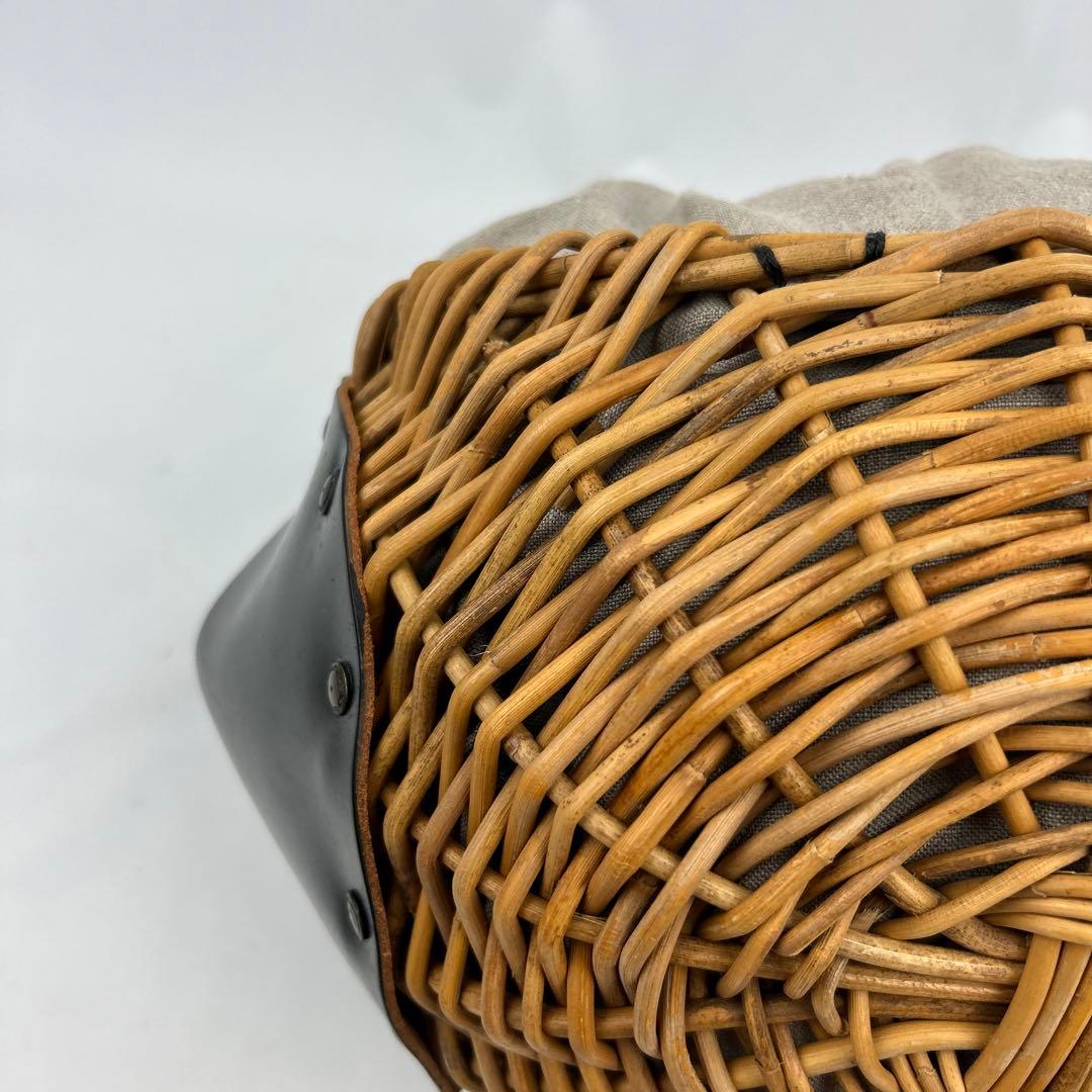 【美品】エバゴス　チョコボール　ハンドバッグ　カゴバッグ　レザー　巾着　ブラック