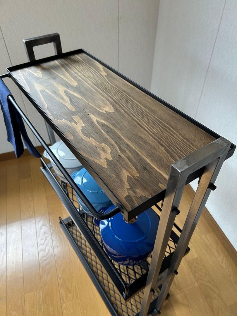 キッチン3段シェルフ　スタイリッシュ　オシャレ　アイアン家具