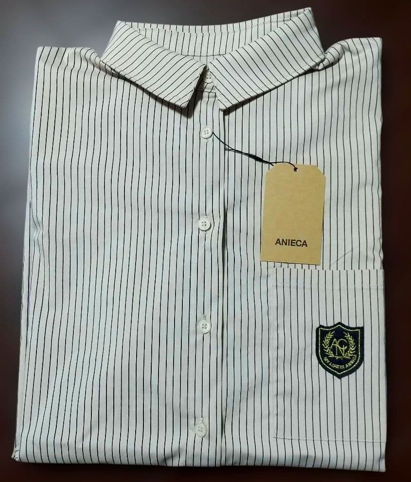 ANIECA タグ付き未使用ストライプエンブレムシャツベージュ オーバーサイズ