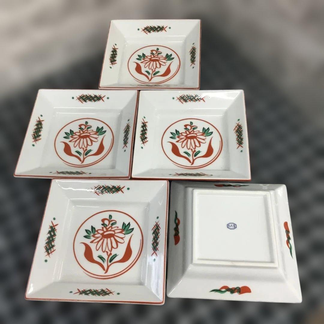 たち吉　呉須赤絵　煮物鉢　赤絵角　花数寄　赤絵皿　花あわせ　橘吉まとめ売り